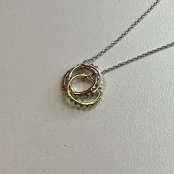 Studio Silver Chain Necklace w/ Silver, Gold, & Rose Gold Circle Charms, NWT! - Picture 2 of 4